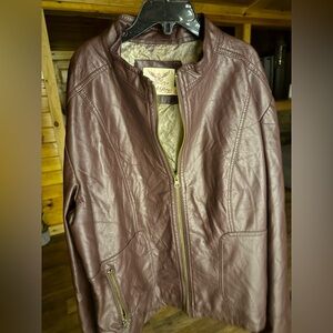 Faded Glory Women's Leather Jacket in Rich Brown